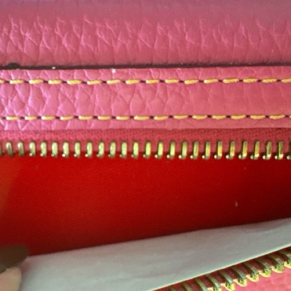 Dooney & Bourke Continental Wallet Pink & Tan Genuine Pebble Leather NWOT - Picture 6 of 9